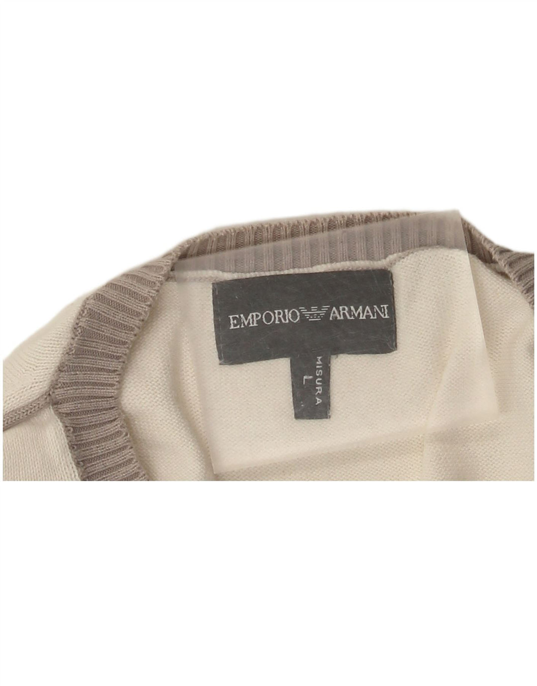 Emporio Armani Mens V-Neck Jumper Sweater Large White