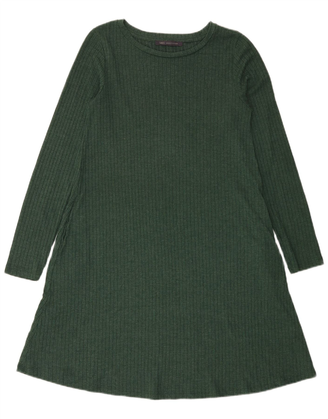 Marks & Spencer Womens Long Sleeve Jumper Dress UK 8 Small Green Polyester