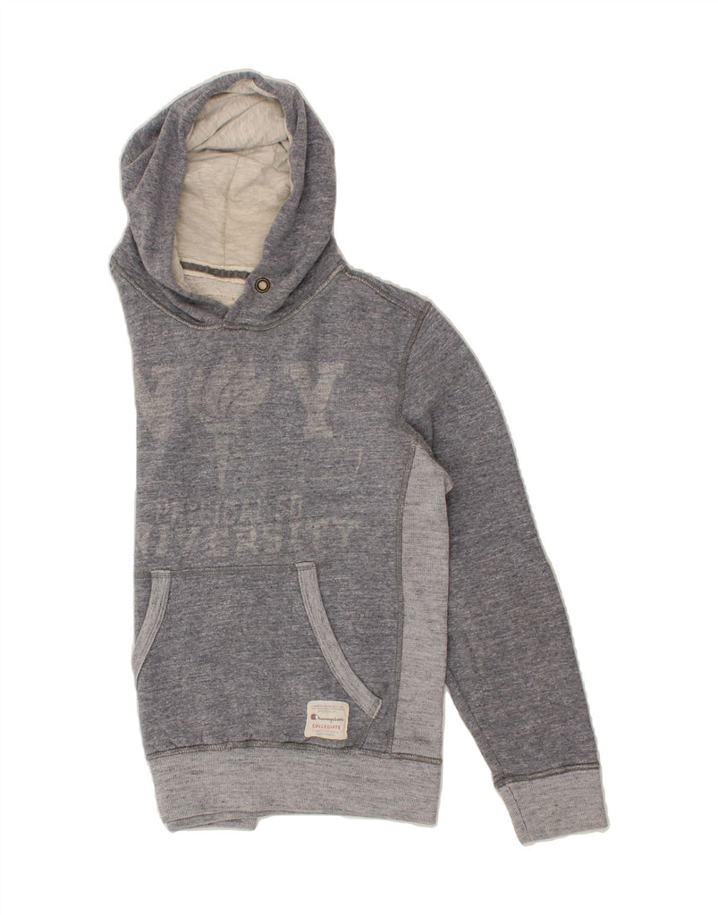 CHAMPION Mens Graphic Hoodie Jumper Medium Grey Colourblock Cotton Vintage Champion and Second-Hand Champion from Messina Hembry 