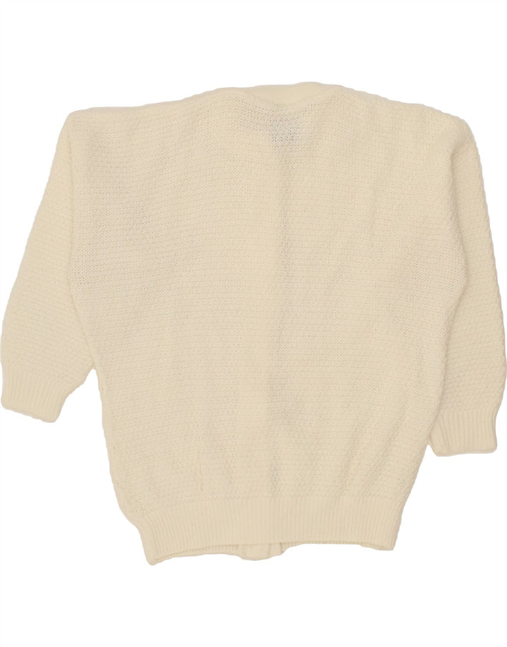 VINTAGE Womens 3/4 Sleeve Cardigan Sweater One Size White Vintage Vintage and Second-Hand Vintage from Messina Hembry 