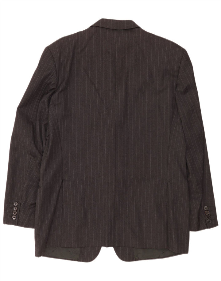 Trussardi Mens 3 Button Blazer Jacket IT 52 XL Grey Pinstripe Virgin Wool