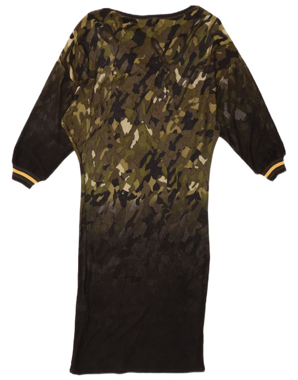 Desigual Womens 3/4 Sleeve Jumper Dress UK 10 Small Green Camouflage