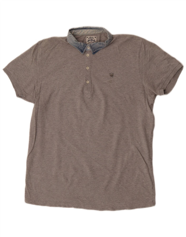 Diesel Mens Polo Shirt 2XL Grey Colourblock Cotton