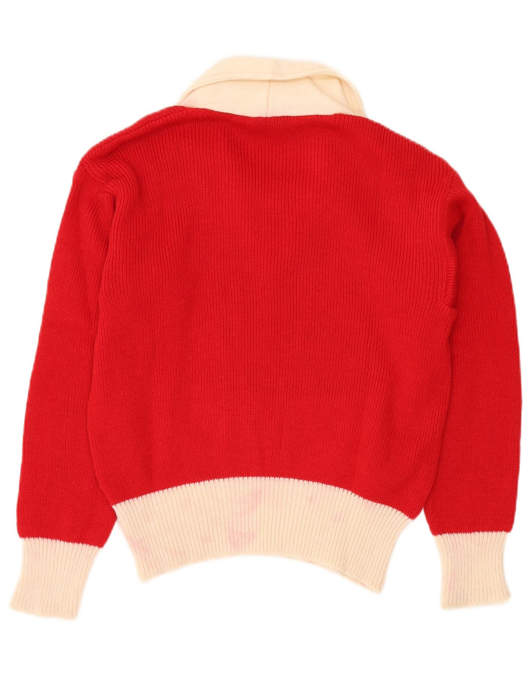VINTAGE Womens Polo Neck Jumper Sweater IT 48 XL Red Colourblock Acrylic