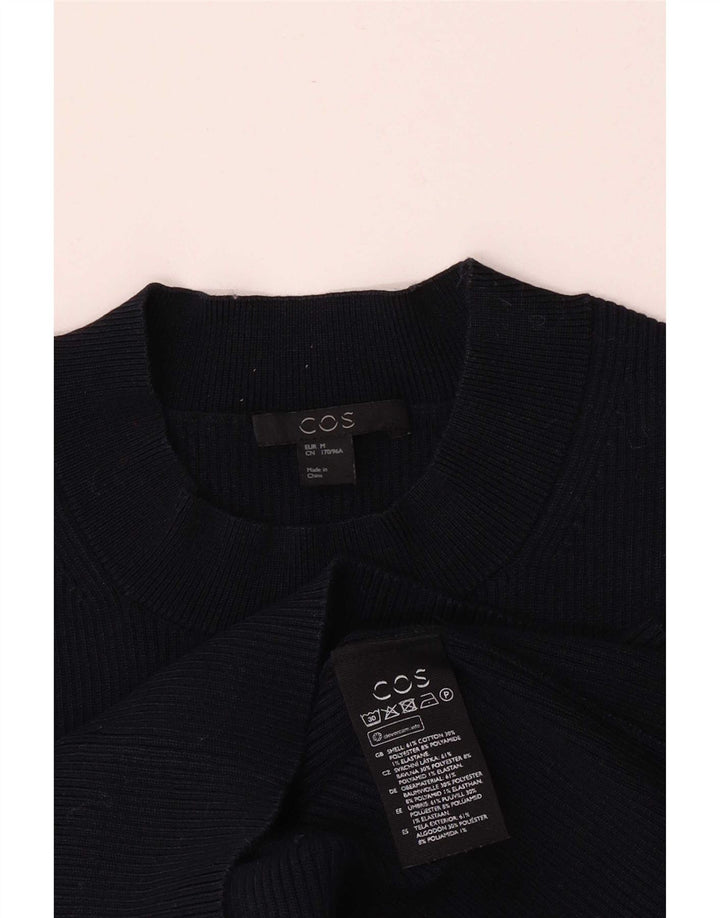 Cos Womens Turtle Neck Jumper Sweater UK 12 Medium Navy Blue Cotton