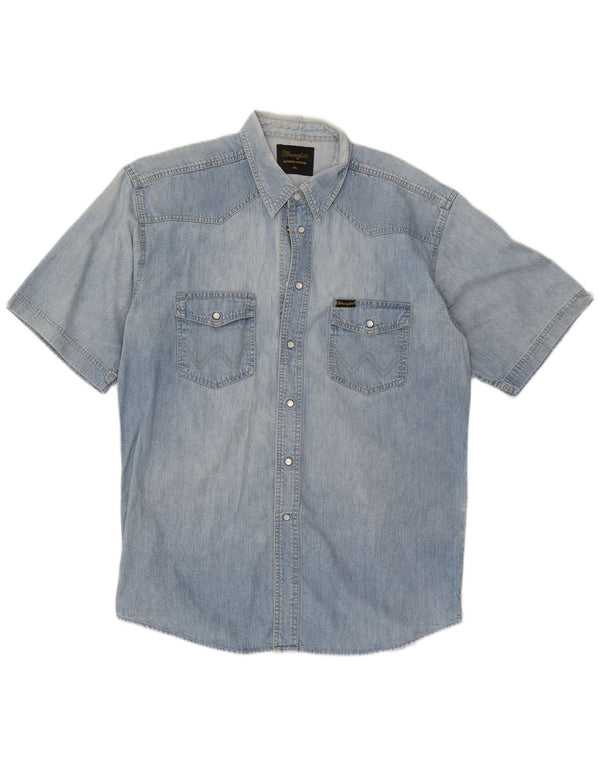 Wrangler Mens Short Sleeve Denim Shirt 2XL Blue Cotton