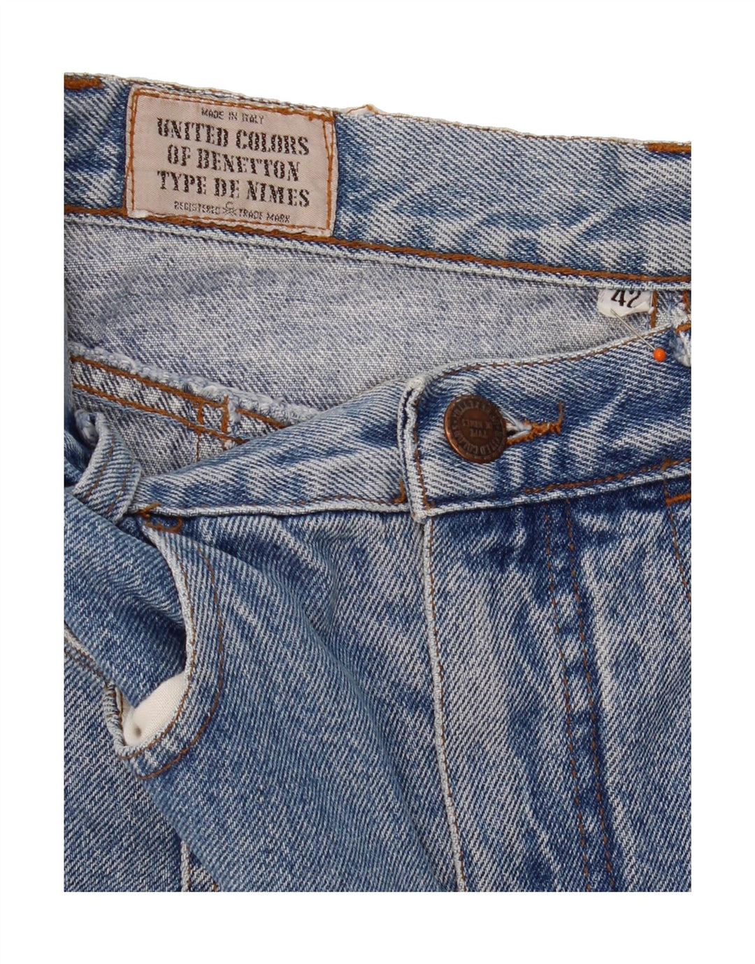 BENETTON Womens High Waist Denim Skirt IT 42 Medium W26  Blue Vintage Benetton and Second-Hand Benetton from Messina Hembry 