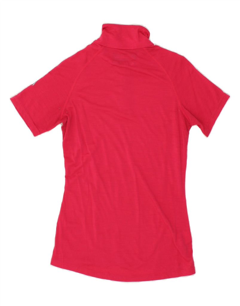 EDDIE BAUER Womens Zip Neck T-Shirt Top UK 10 Small Pink Cotton Vintage Eddie Bauer and Second-Hand Eddie Bauer from Messina Hembry 