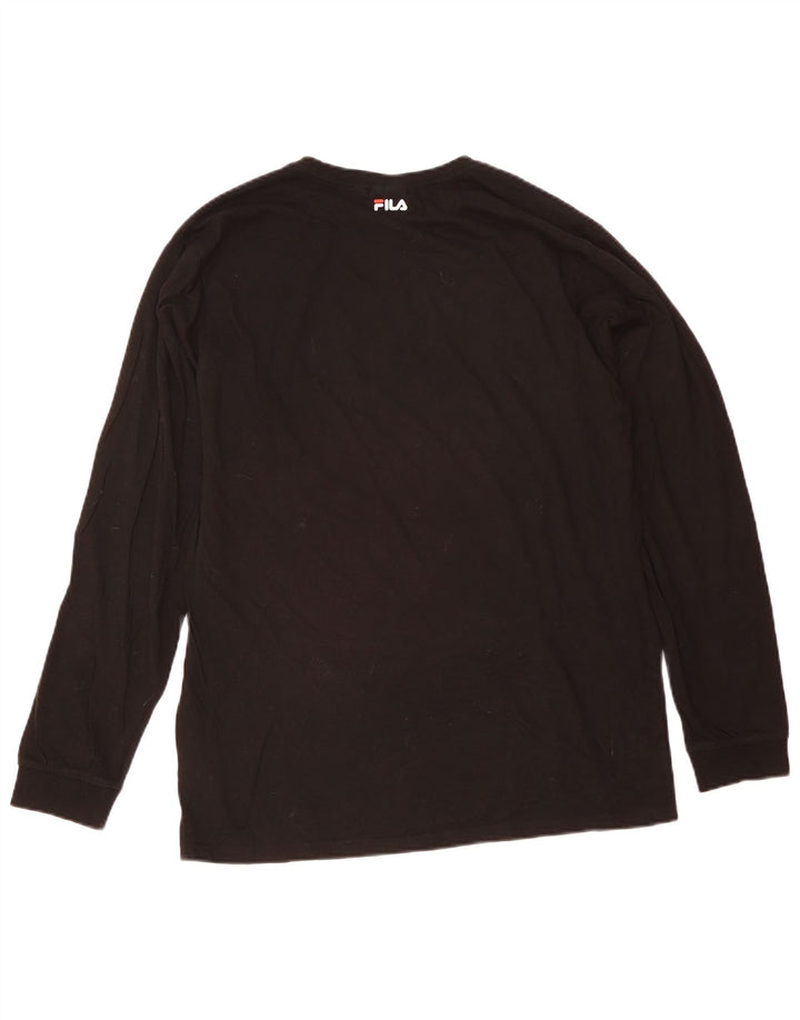 Fila Mens Graphic Top Long Sleeve Large Black Cotton