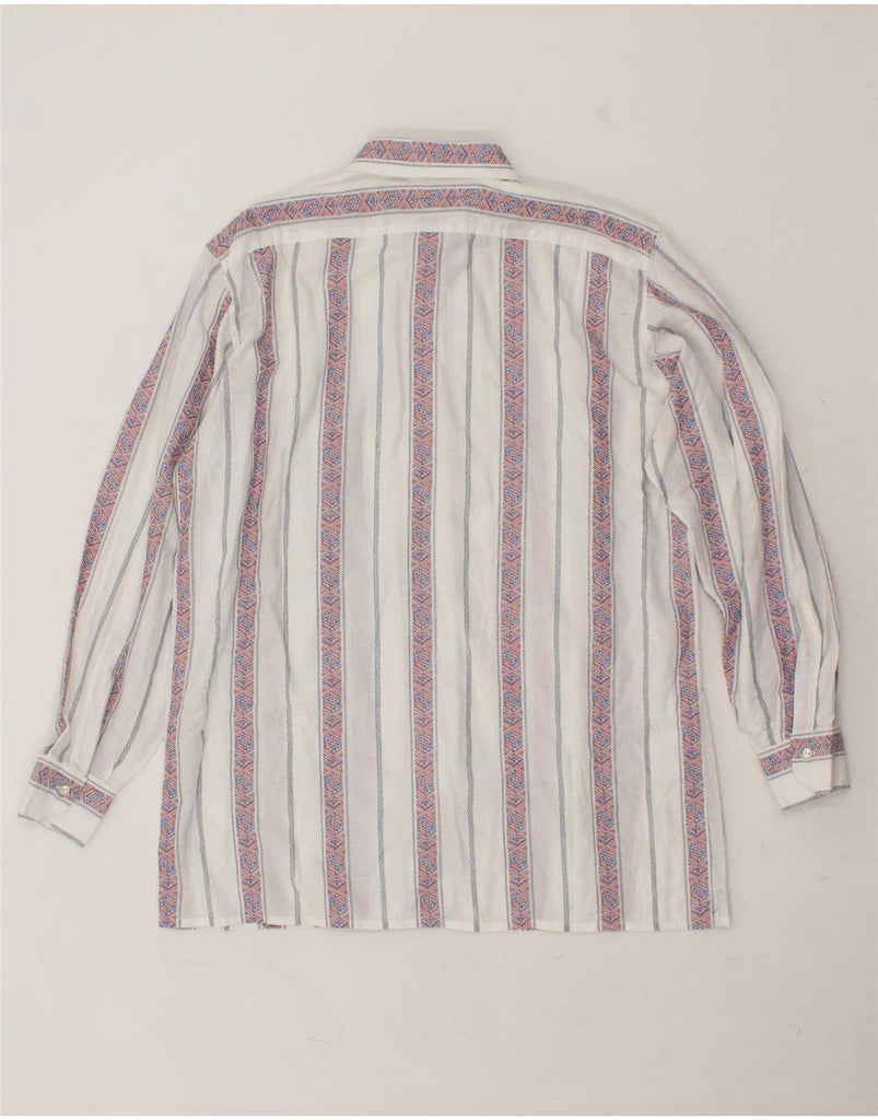 VINTAGE Mens Shirt Large White Striped Vintage Vintage and Second-Hand Vintage from Messina Hembry 