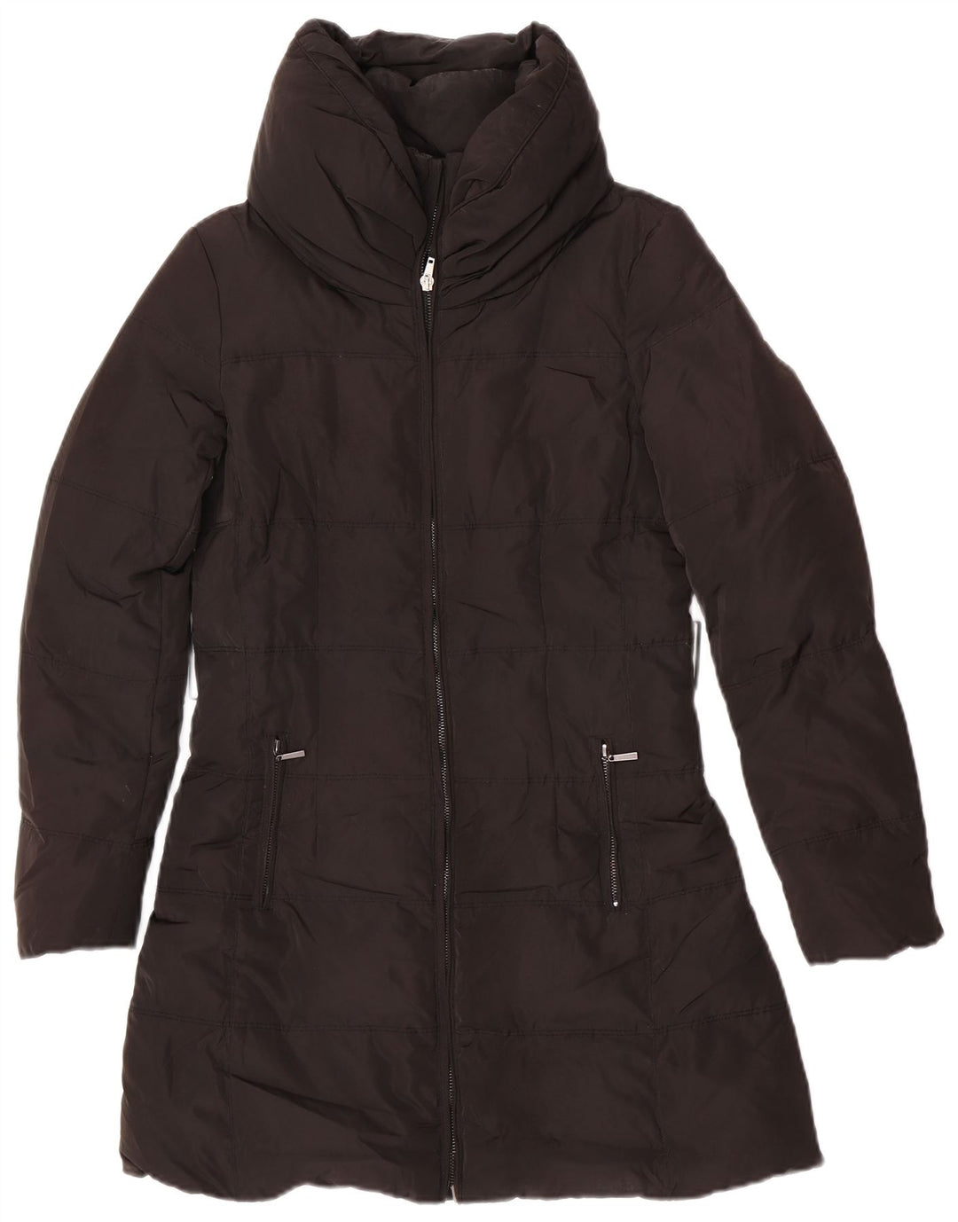 Zara Womens Padded Coat UK 14 Medium Black Polyester
