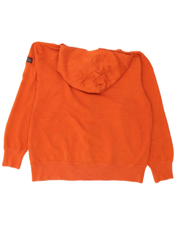 Nautica Mens Graphic Zip Hoodie Sweater Large Orange Cotton