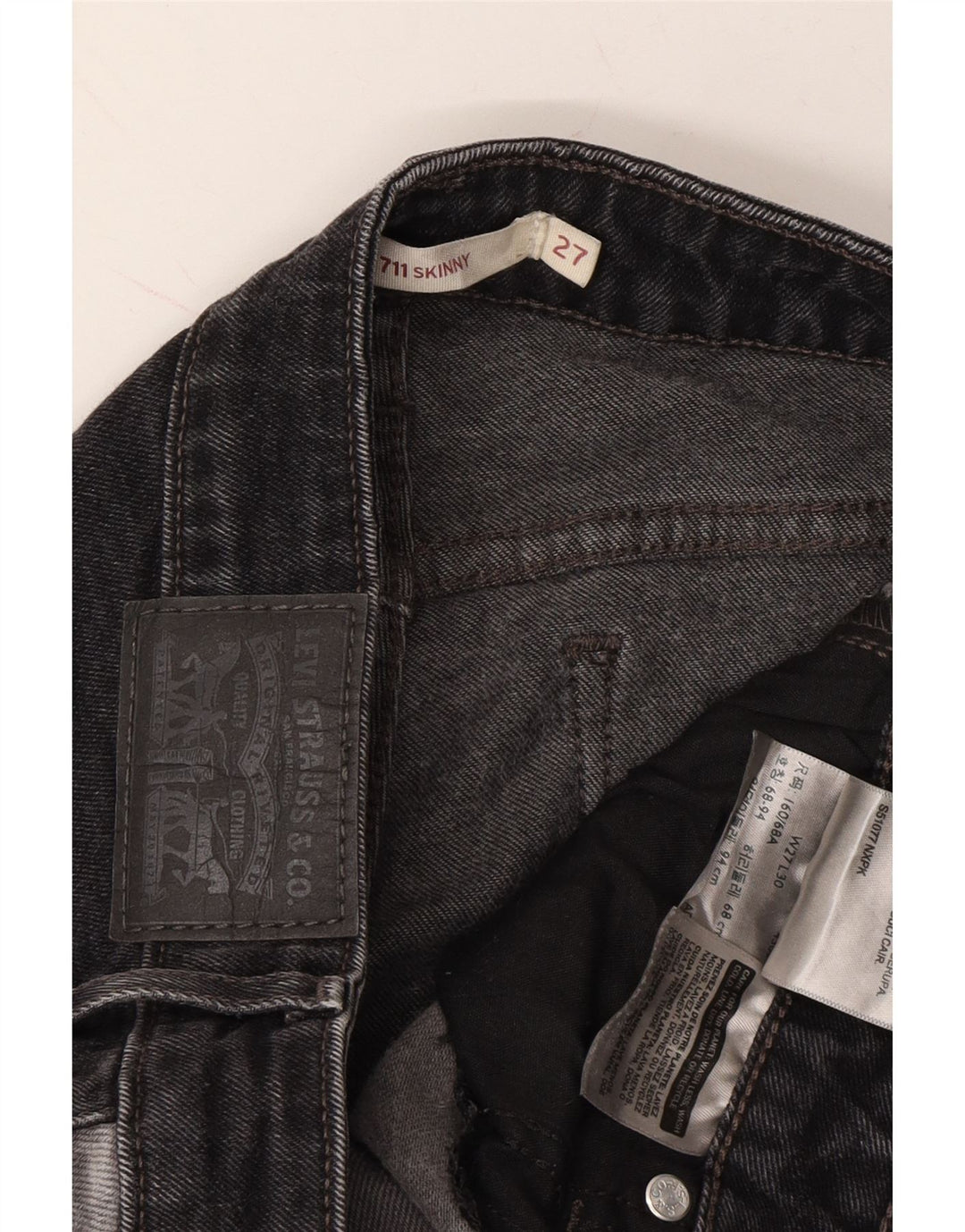 LEVI'S Womens 711 Skinny Jeans W27 L30 Grey Cotton Vintage Levi's and Second-Hand Levi's from Messina Hembry 