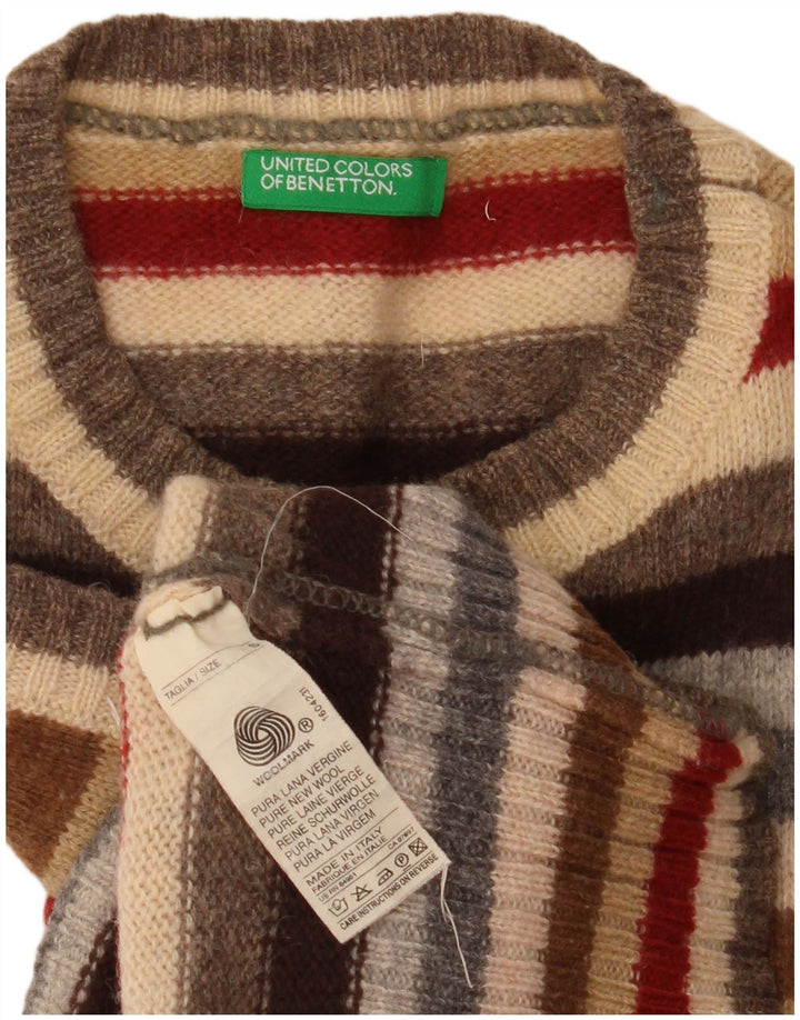 Benetton Womens Crop Vest Tank Top Small Multicoloured Striped New Wool