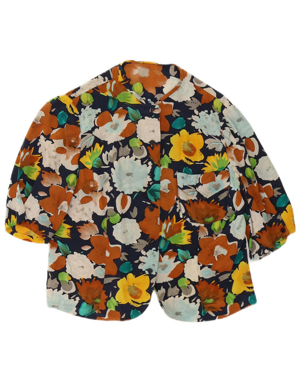 Vintage Womens 3/4 Sleeve Shirt Blouse UK 14 Medium Multicoloured Floral