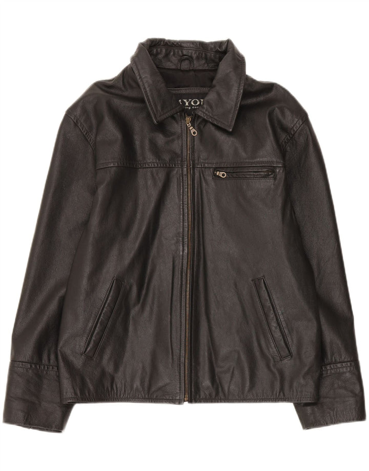 4 You Mens Leather Jacket UK 38 Medium Black Leather