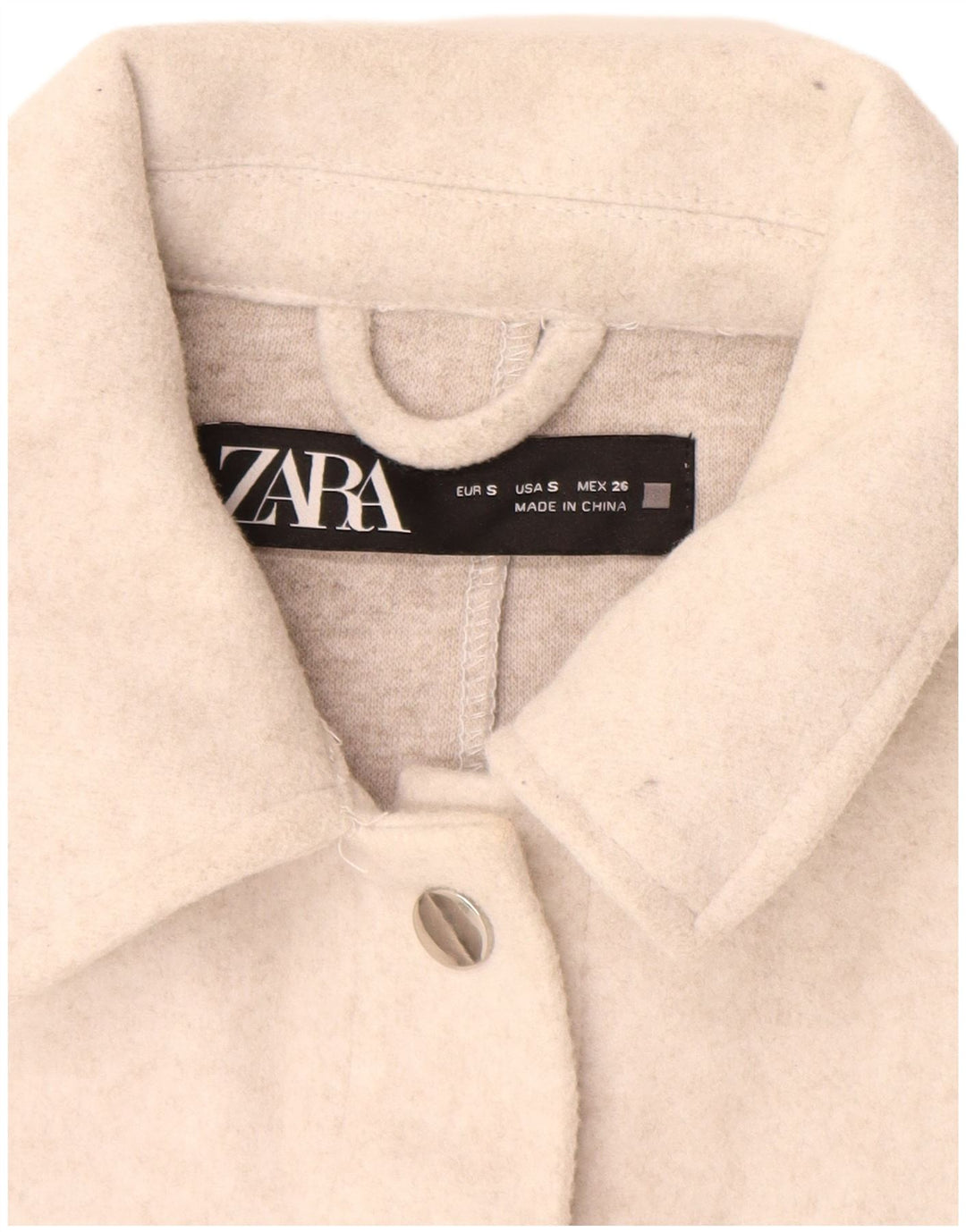 Zara Womens Overshirt Oversized Shirt UK 10 Small Off White Polyester