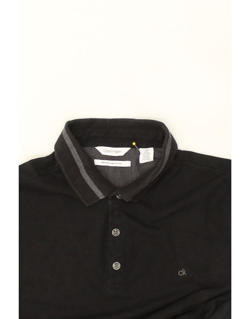 CALVIN KLEIN Mens Slim Fit Polo Shirt Medium Black Cotton | Vintage Calvin Klein | Thrift | Second-Hand Calvin Klein | Used Clothing | Messina Hembry 