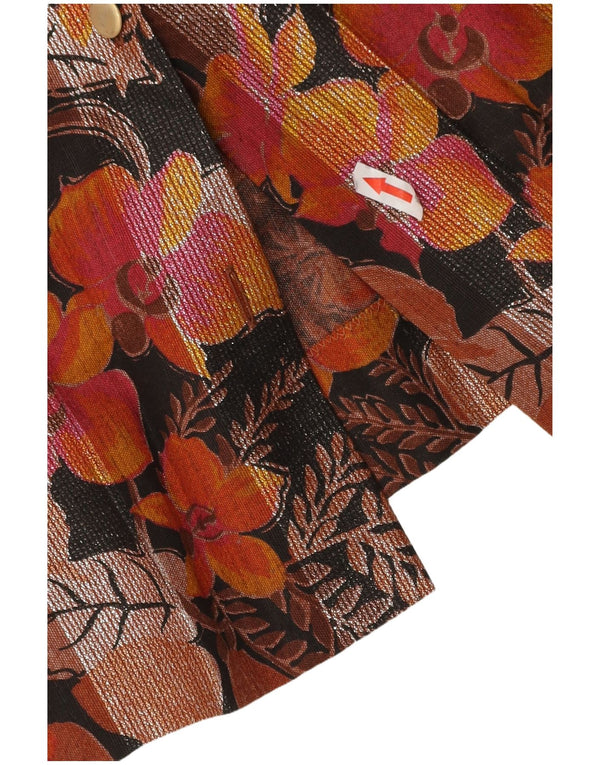 Vintage Womens Knife Pleated Skirt Medium W30 Brown Floral