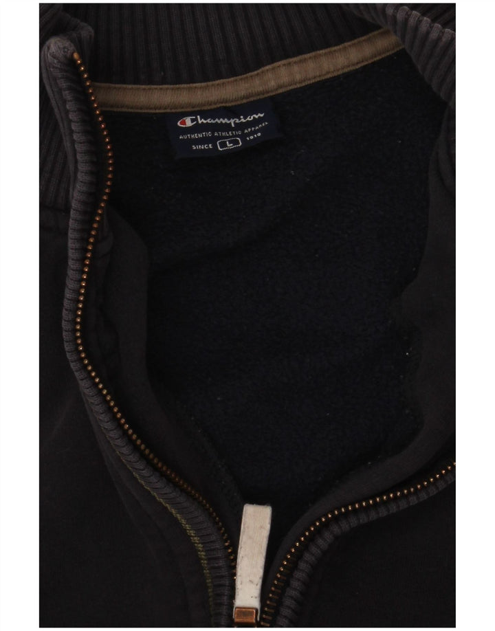 Champion Mens Zip Neck Sweatshirt Jumper Large Navy Blue