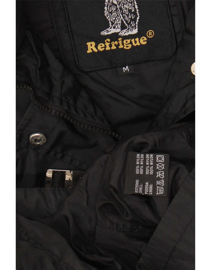 Refrigue Womens Hooded Utility Jacket UK 12 Medium Black Nylon