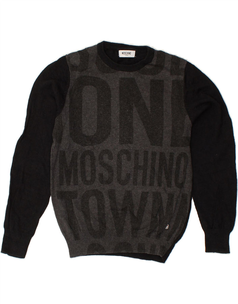 MOSCHINO Boys Graphic Crew Neck Jumper Sweater 9-10 Years Black | Vintage Moschino | Thrift | Second-Hand Moschino | Used Clothing | Messina Hembry 