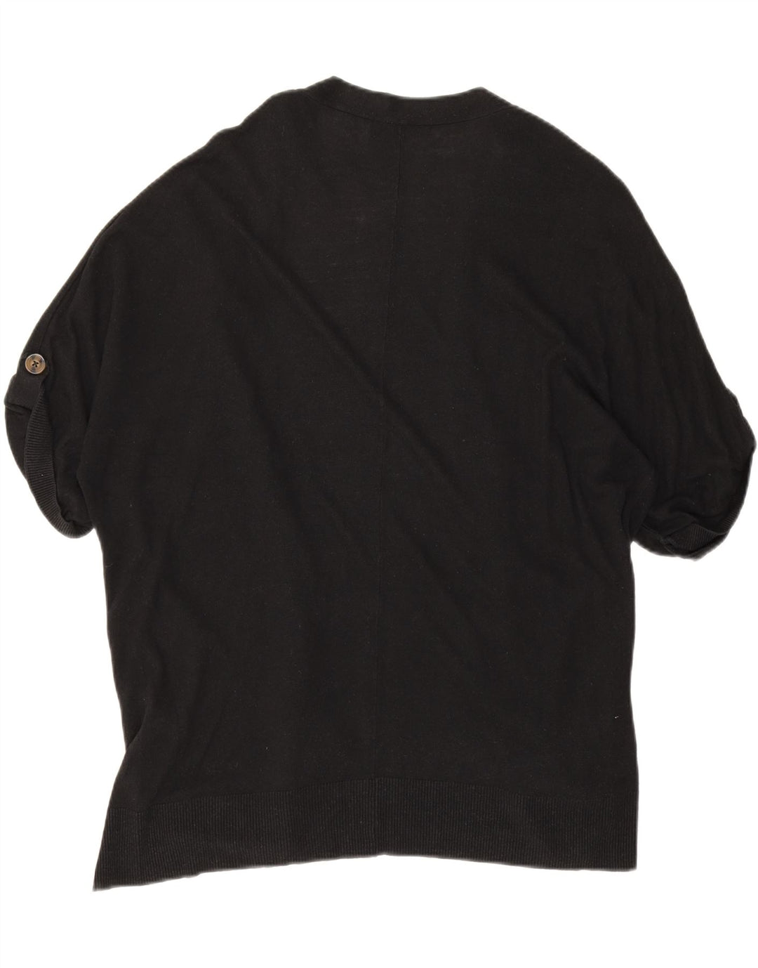 Marks & Spencer Womens Short Sleeve Open Cardigan Top UK 16 Large Black
