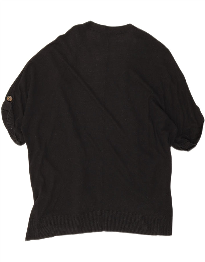 Marks & Spencer Womens Short Sleeve Open Cardigan Top UK 16 Large Black