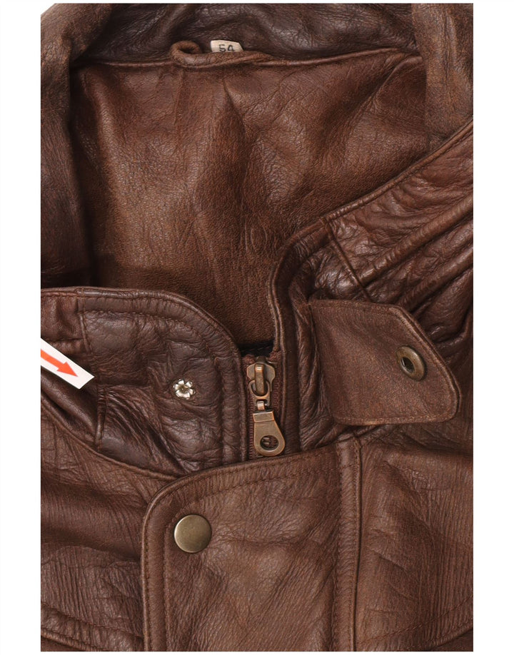 Vintage Mens Bomber Leather Jacket IT 54 2XL Brown Leather