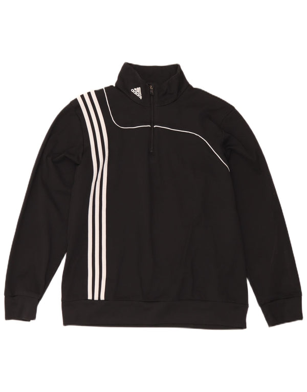 Adidas Mens Zip Neck Sweatshirt Jumper UK 42/44 Large Black Polyester