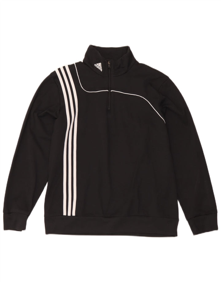 Adidas Mens Zip Neck Sweatshirt Jumper UK 42/44 Large Black Polyester