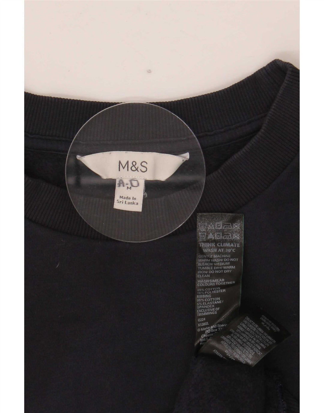 Marks & Spencer Womens Sweatshirt Jumper UK 14 Medium Navy Blue Cotton