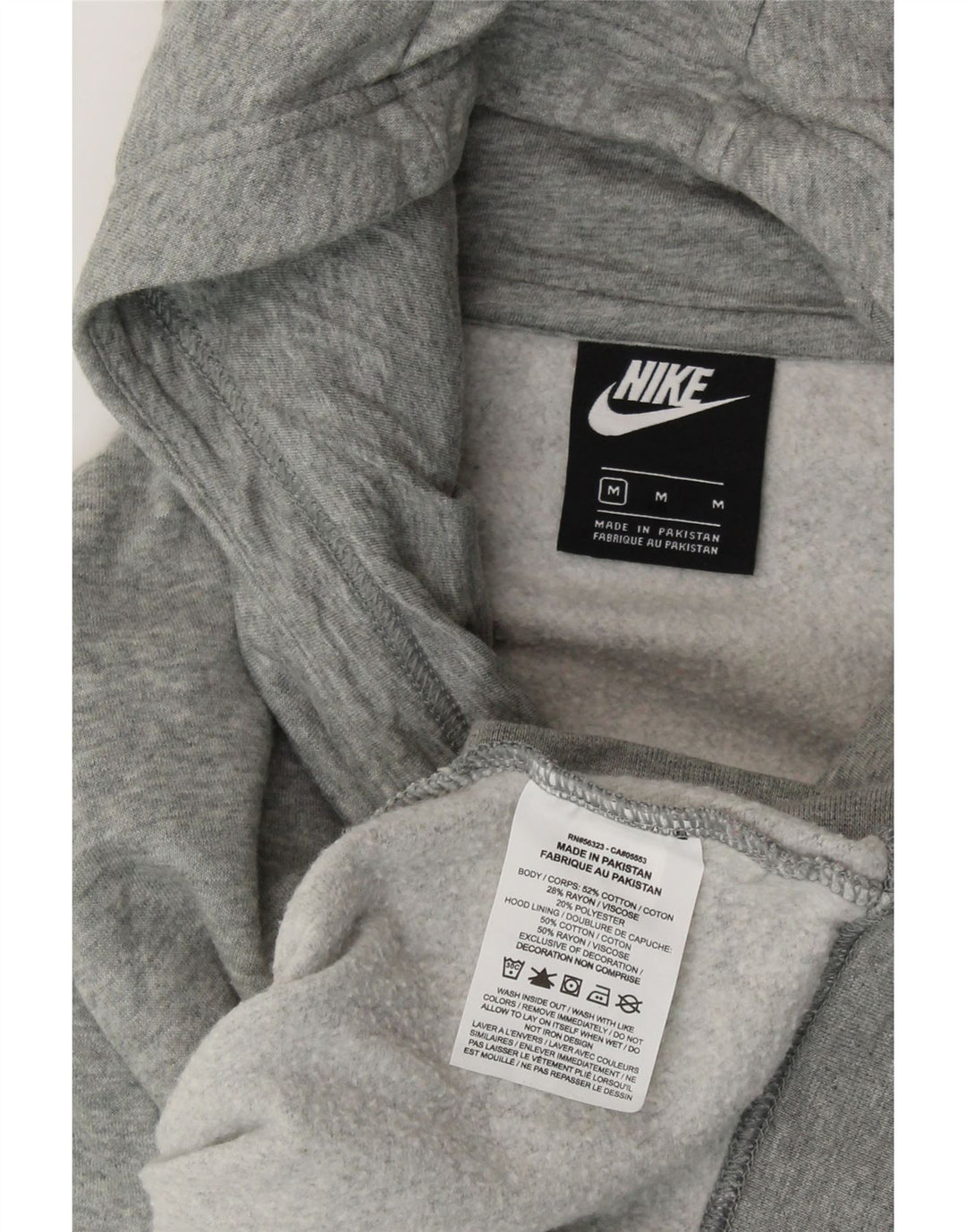NIKE Womens Hoodie Jumper UK 14 Medium Grey Cotton