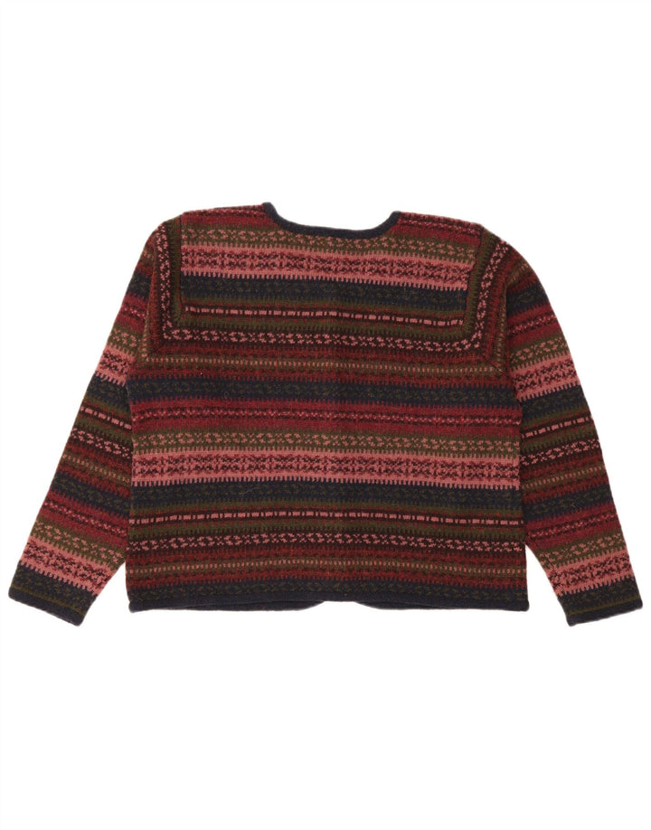 Vintage Womens Cardigan Sweater UK 14 Medium Multicoloured Fair Isle Wool
