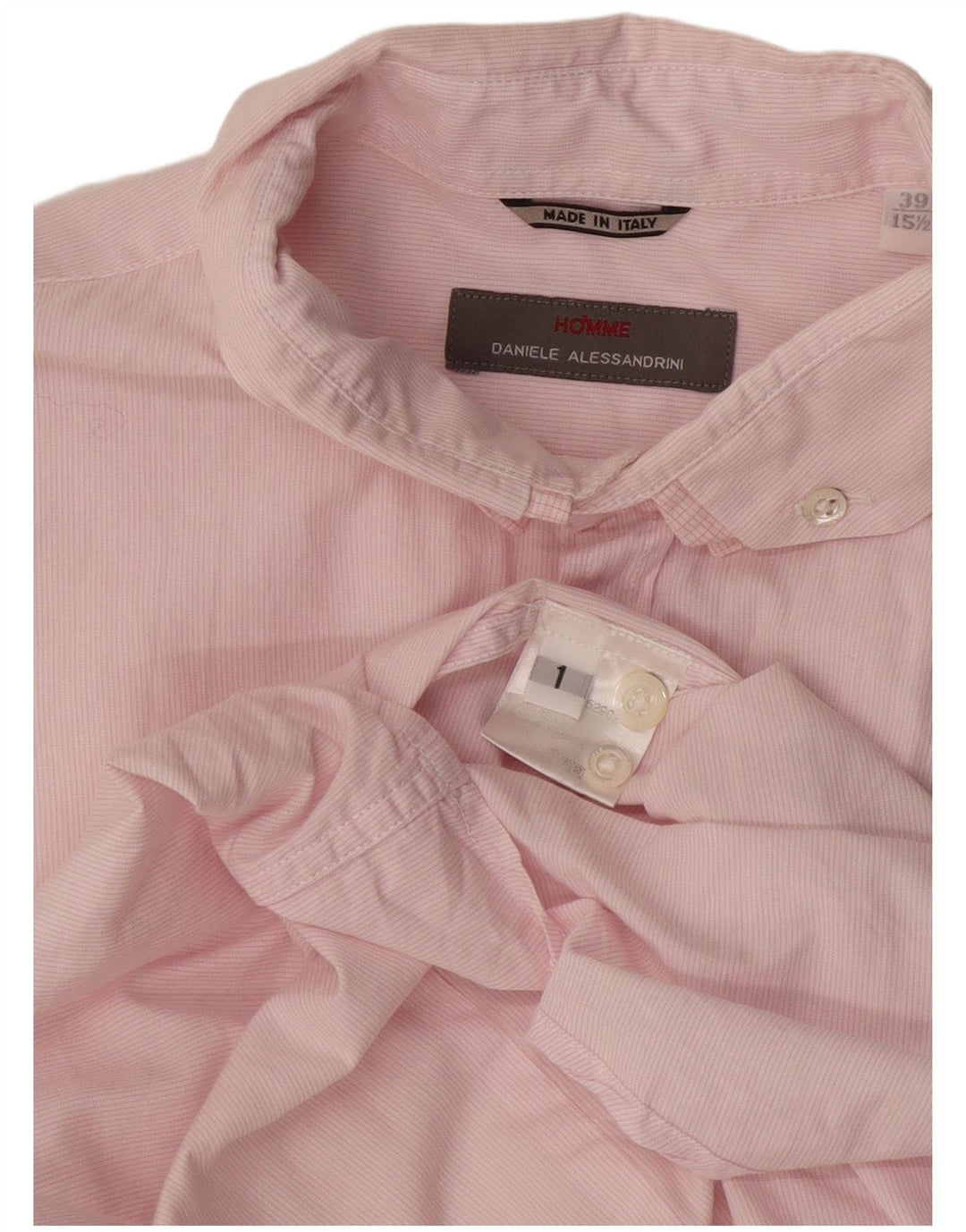 Daniele Alessandrini Mens Shirt Size 39 15 1/2 Medium Pink Pinstripe