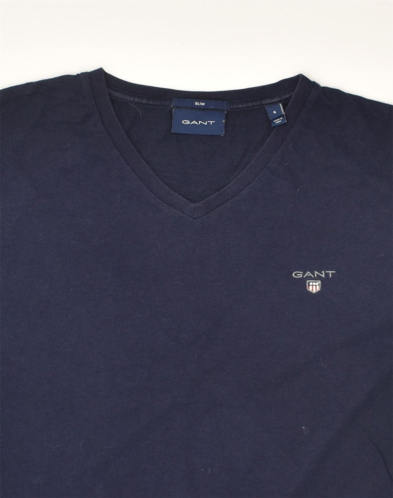 GANT Mens Slim T-Shirt Top Small Navy Blue Cotton | Vintage Gant | Thrift | Second-Hand Gant | Used Clothing | Messina Hembry 