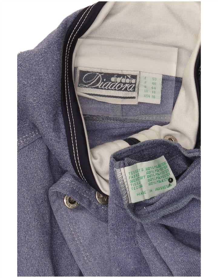 Diadora Womens Oversized Tracksuit Top Jacket UK 18 XL Blue Colourblock