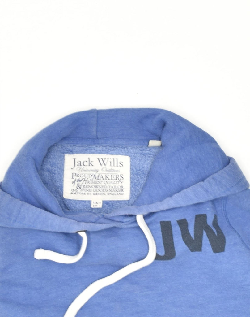 JACK WILLS Womens Graphic Hoodie Jumper UK 8 Small  Blue Cotton | Vintage Jack Wills | Thrift | Second-Hand Jack Wills | Used Clothing | Messina Hembry 