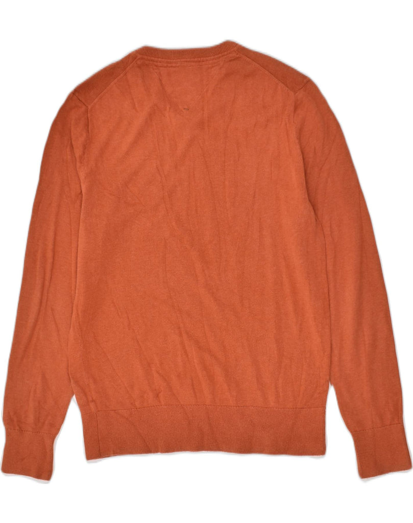 TOMMY HILFIGER Mens V-Neck Jumper Sweater Small Orange Cotton | Vintage Tommy Hilfiger | Thrift | Second-Hand Tommy Hilfiger | Used Clothing | Messina Hembry 