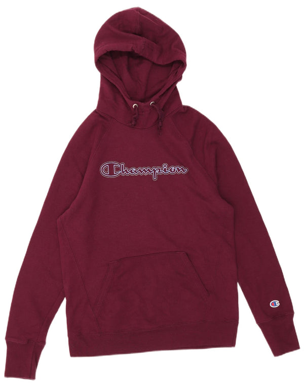 Champion Mens Graphic Hoodie Jumper Small Burgundy Polyester