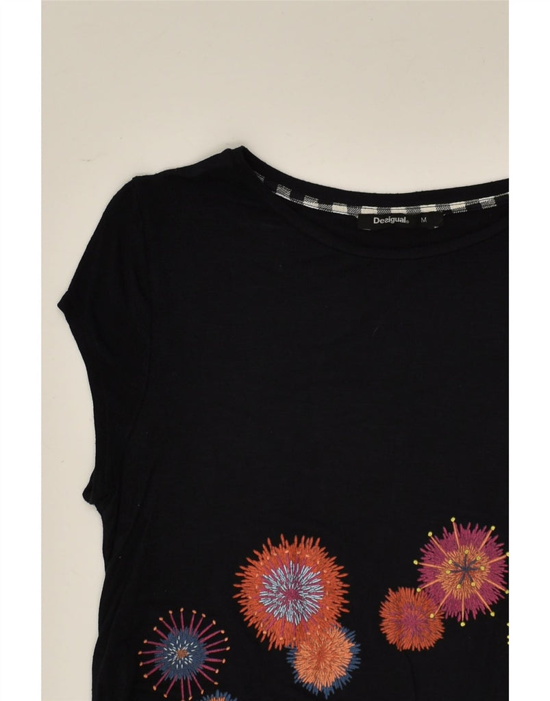 DESIGUAL Womens Graphic Short Sleeve Tunic Top UK 12 Medium Black Spotted | Vintage Desigual | Thrift | Second-Hand Desigual | Used Clothing | Messina Hembry 