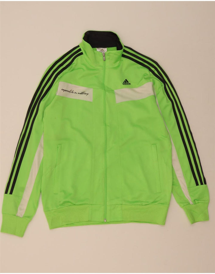 ADIDAS Mens Graphic Tracksuit Top Jacket Small Green Colourblock Polyester