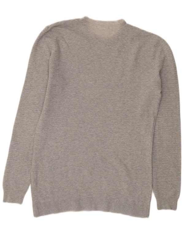 Zara Mens Crew Neck Jumper Sweater Large Grey Cotton