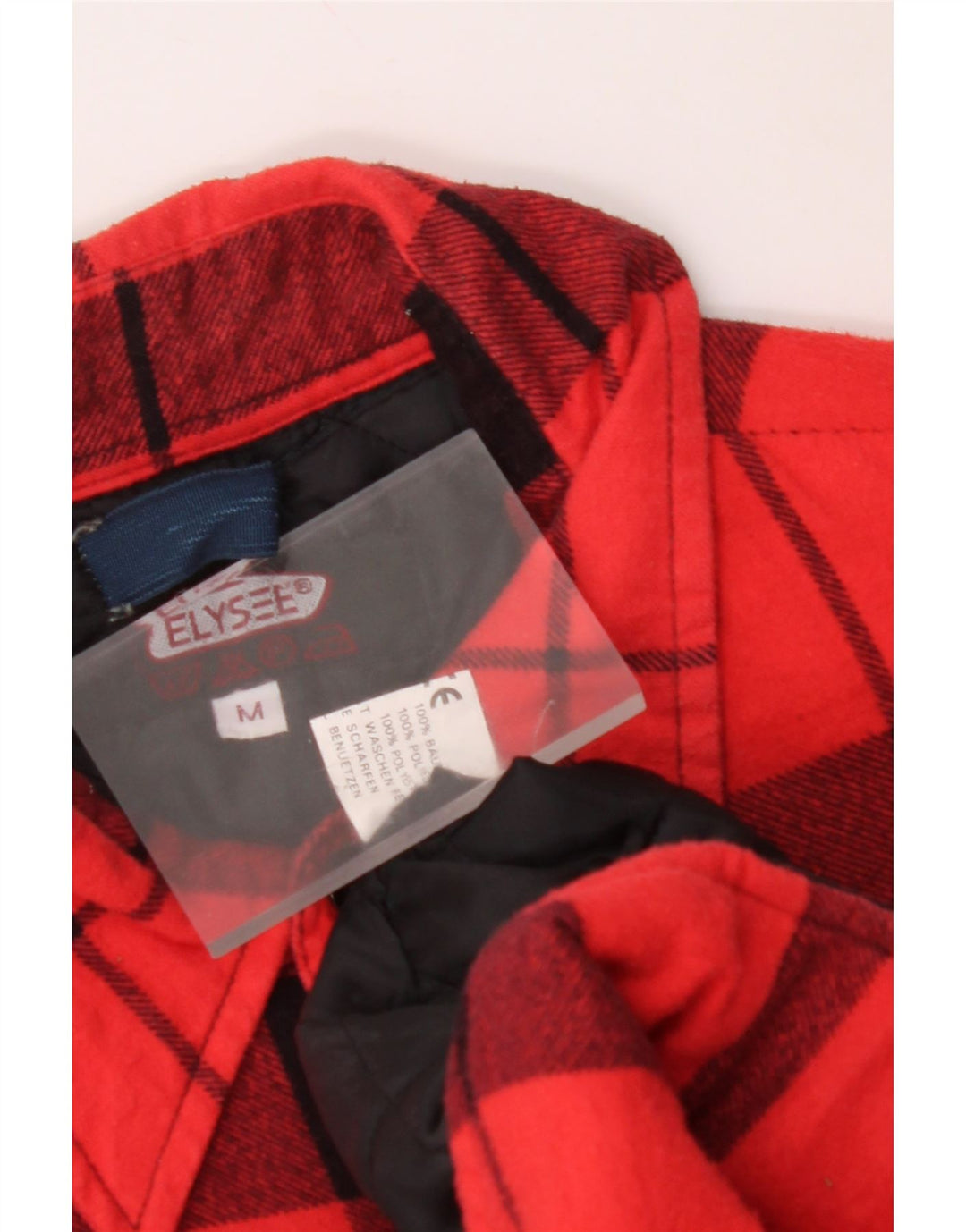 ELYSEE Mens Lumberjack Flannel Shirt Medium Red Plaid Cotton
