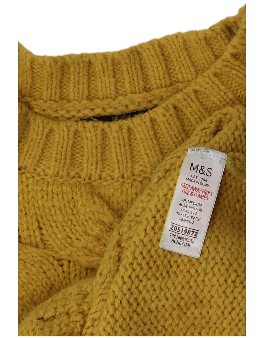 Marks & Spencer Womens Crew Neck Jumper Sweater UK 14 Medium Yellow Acrylic