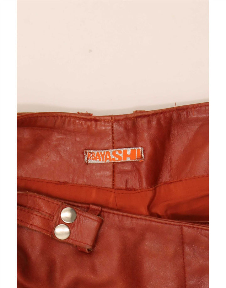 Vintage Womens Bootcut Leather Trousers Small W27 L31 Brown