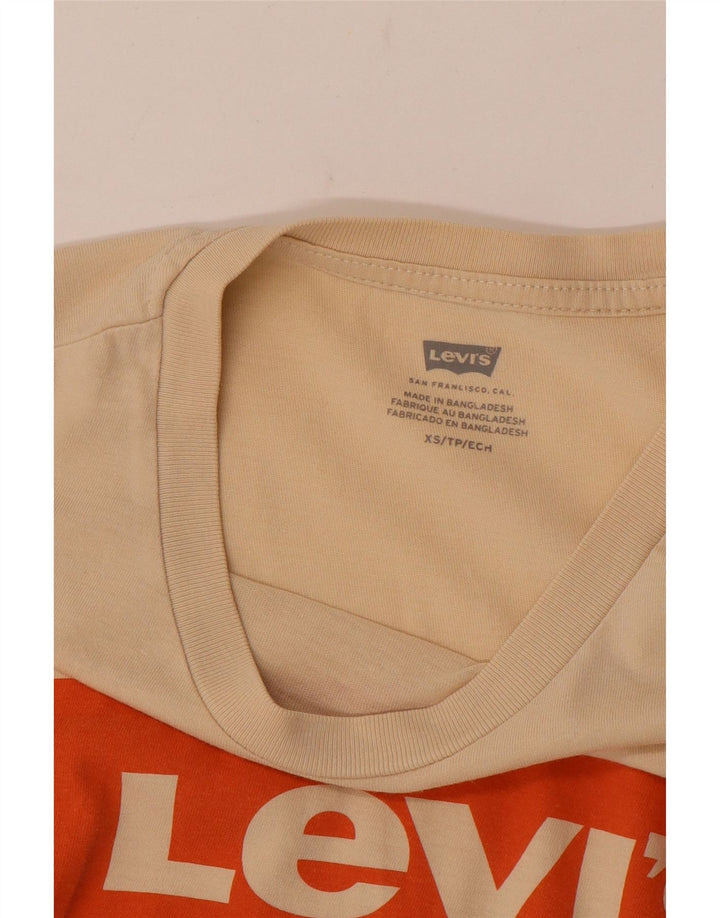 Levi's Womens Graphic T-Shirt Top UK 6 XS Beige
