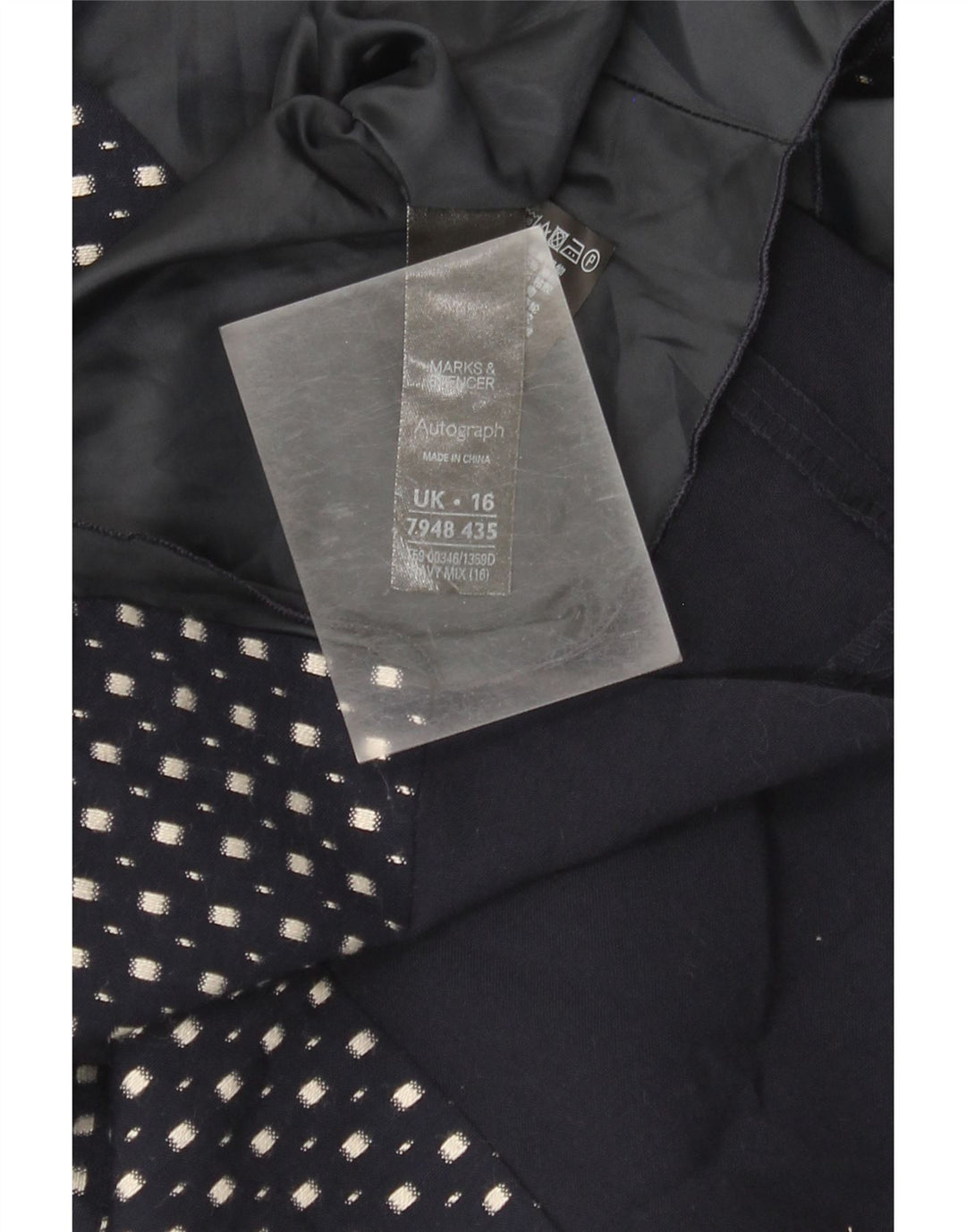 Marks & Spencer Womens Sheath Dress UK 16 Large Navy Blue Spotted