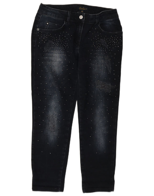LUISA SPAGNOLI Womens Slim Cropped Jeans IT 40 Small W27 L25 Navy Blue