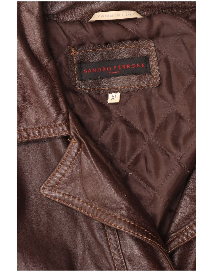 Sandro Ferrone Womens Crop Leather Jacket UK 18 XL Brown